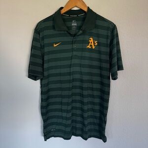 Nike Oakland Athletics Victory Striped Performance Polo Size Large MLB